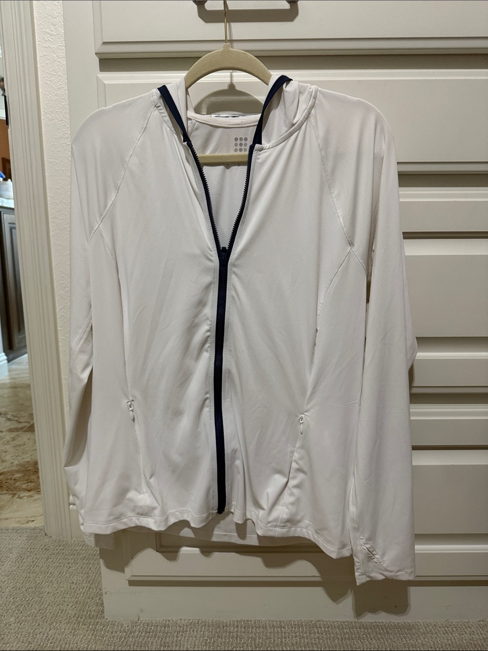 Lightweight White Zip Hoodie Jacket - Women's